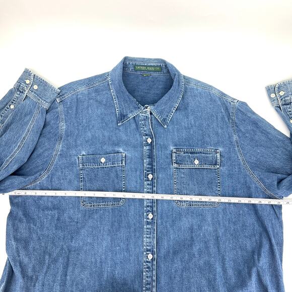 Vintage Lauren Ralph Lauren Womens Denim Button Up Shirt Size 2XL **READ** - Picture 3 of 6